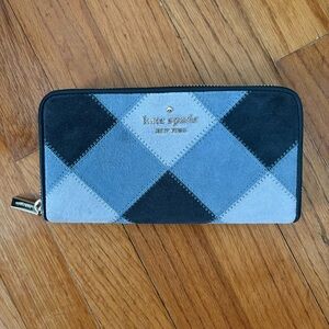 EUC kate spade leila suede patchwork large continental wallet